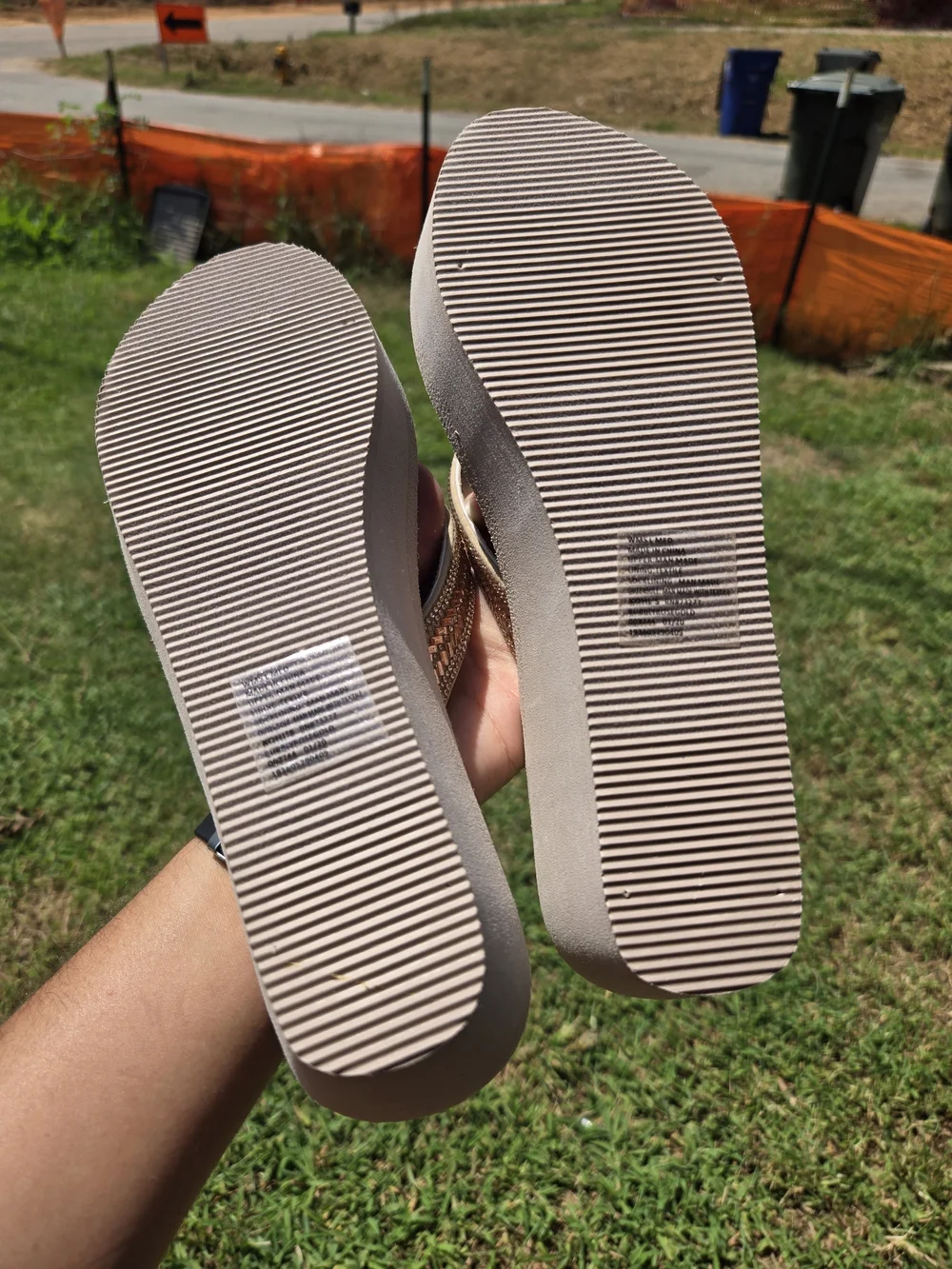 Gold Wedge Flip Flop Sandals - SO